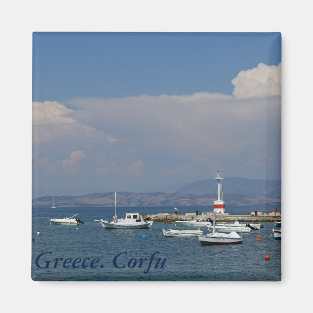 Íman Grécia, Corfu, Farol Antigo, Magnet (Frente)