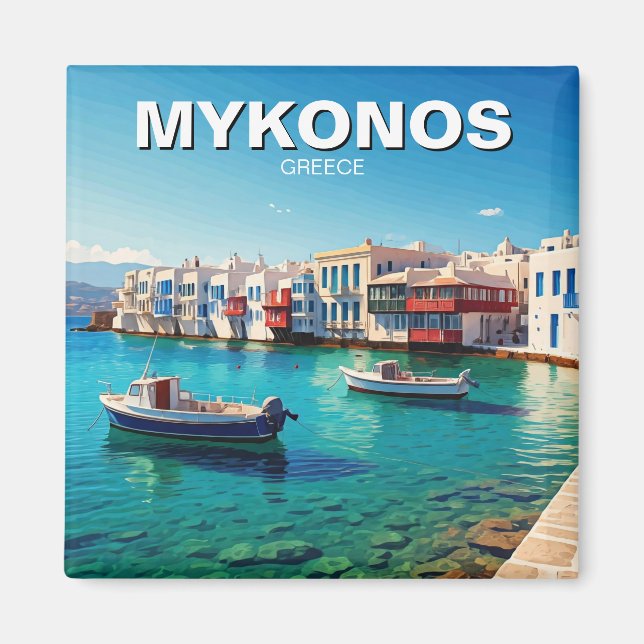 Íman Grécia Mykonos Barcos das Ilhas Gregas (Frente)