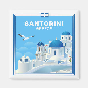 Íman Grécia Santorini de Texto Personalizado