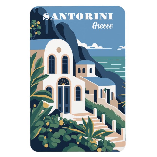 Íman Grécia Santorini de Texto Personalizado (Vertical)