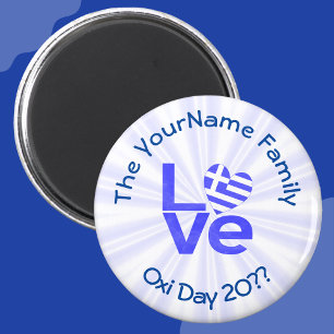 Íman Grécia Sinalizador de Coração Azul LOVE Personaliz