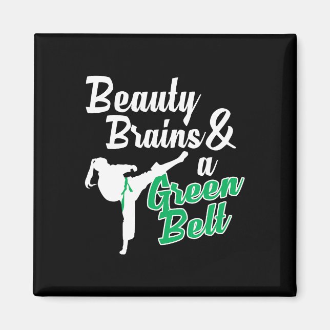 Íman Green Belt Taekwondo Artes Marciais Engraçado Judo (Frente)