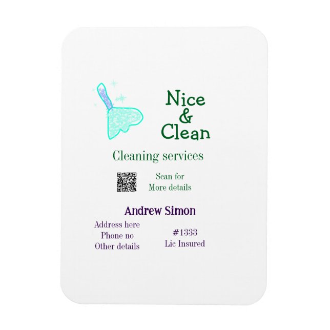 Íman Green blue gitter clean mop add name address q r b (Vertical)