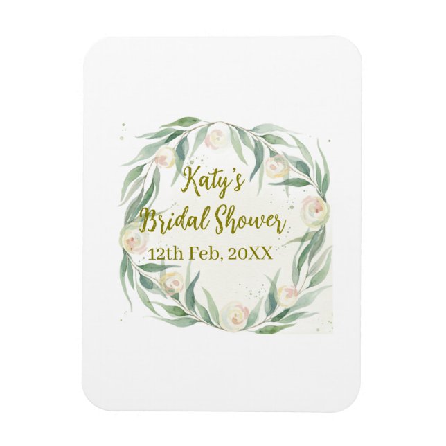 Íman Green eucalyptus floral bridal shower name date go (Vertical)