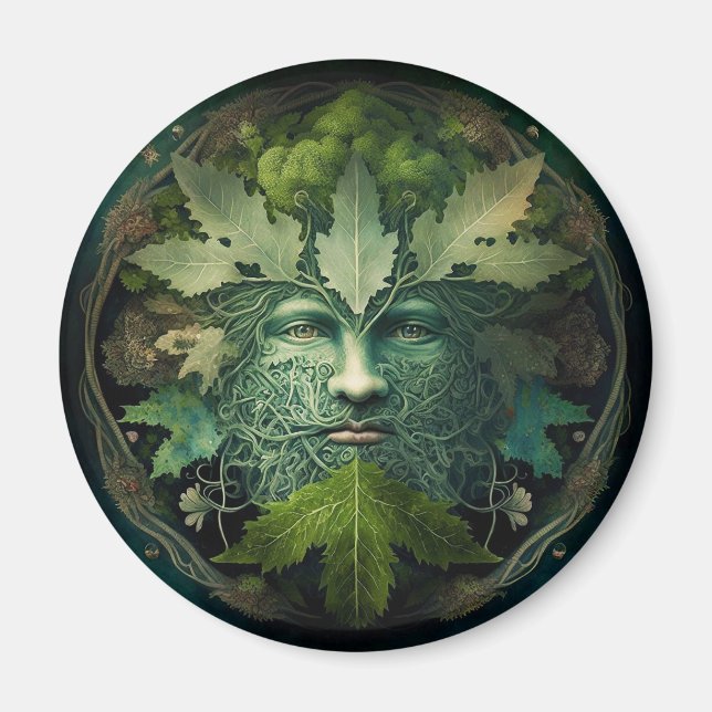 Íman Green Man Mandala Fantasy Art (Frente)
