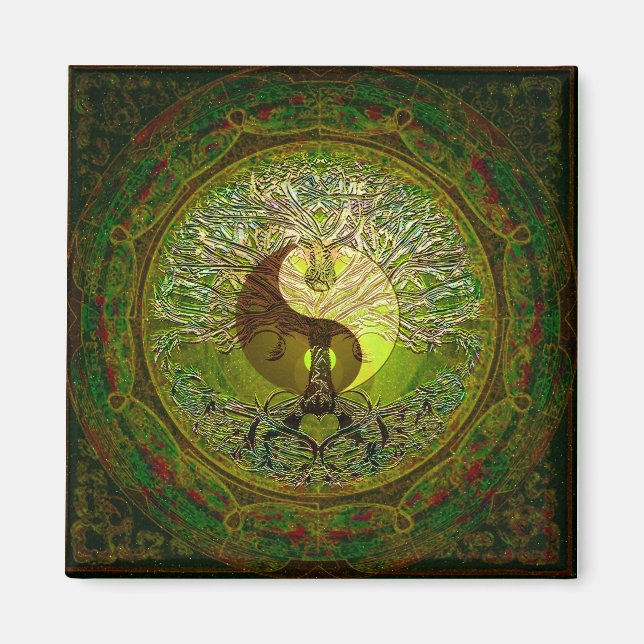 Íman Green Yin Yang com Árvore da Vida (Frente)