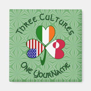 Íman Greenlander Irish American Flags Shamrock Name