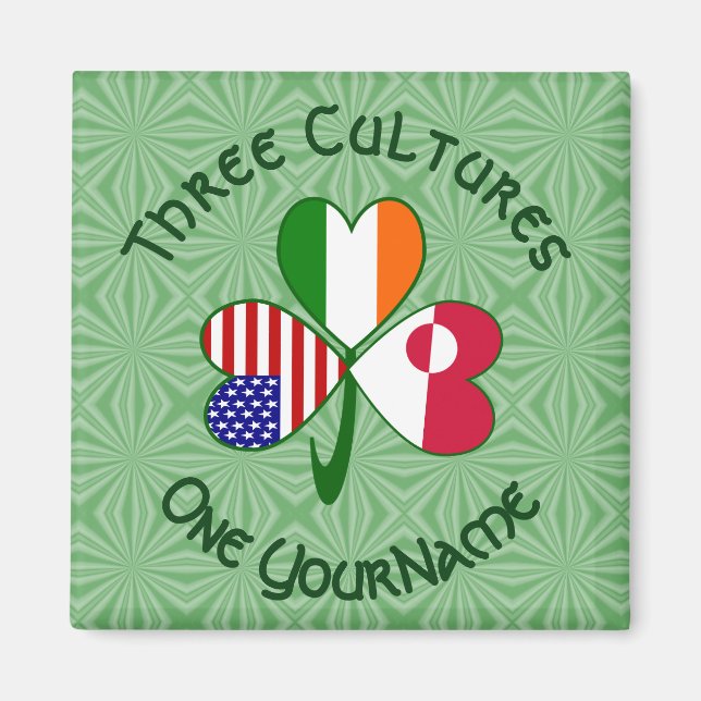Íman Greenlander Irish American Flags Shamrock Name (Frente)