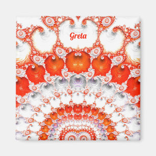 Íman GRETA ~ Abstract Pattern ~ Red Orange White~