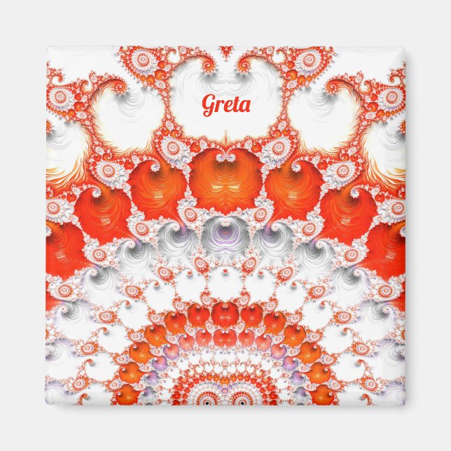 Íman GRETA ~ Padrão Abstrato ~ Cor Vermelho Cor - de -  (Frente)