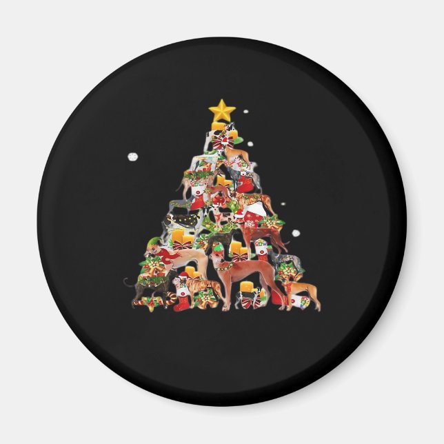 Íman Greyhound Christmas Tree Luz Engraçado Cachorro Xm (Frente)