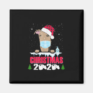 Íman Greyhound Face Mask Dog Feliz Natal 2020 Engraçad