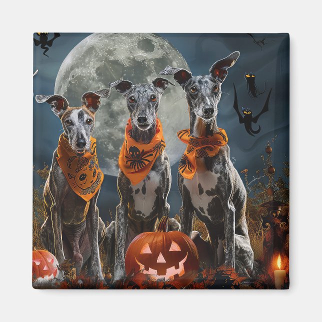 Íman Greyhound Halloween Assustador (Frente)
