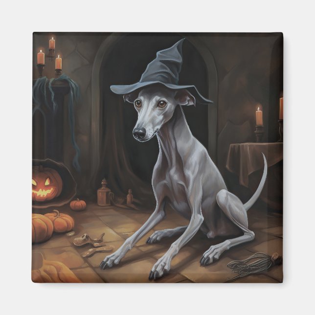 Íman Greyhound Pumpkins Halloween Assustado (Frente)