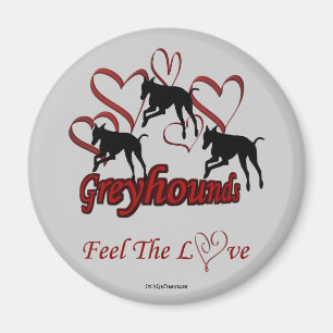 Íman Greyhound Silhouette Hearts Love Dog
