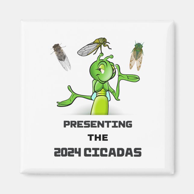 Íman Grilo engraçado apresentando cigarras insetos inva (Frente)