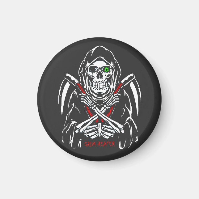 Íman Grim Reaper Scythe Death Skeleton Bones Halloween (Frente)