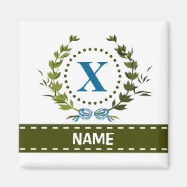 Íman Grinalda de hera delicada e nome do arco com monog