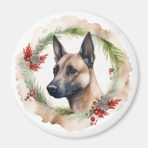 Íman Grinalda de Natal do Malinoi Belga Festa Cachorrin