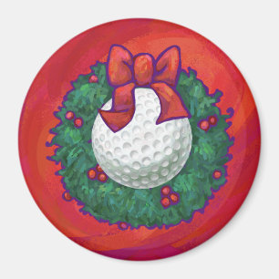 Íman Grinalda do Natal da bola de golfe no vermelho