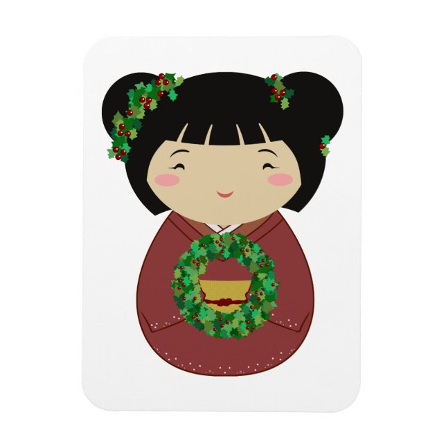 Íman Grinalda do Natal de Kokeshi (Vertical)