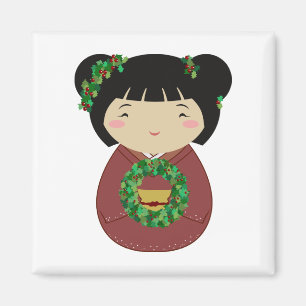 Íman Grinalda do Natal de Kokeshi