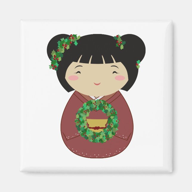 Íman Grinalda do Natal de Kokeshi (Frente)