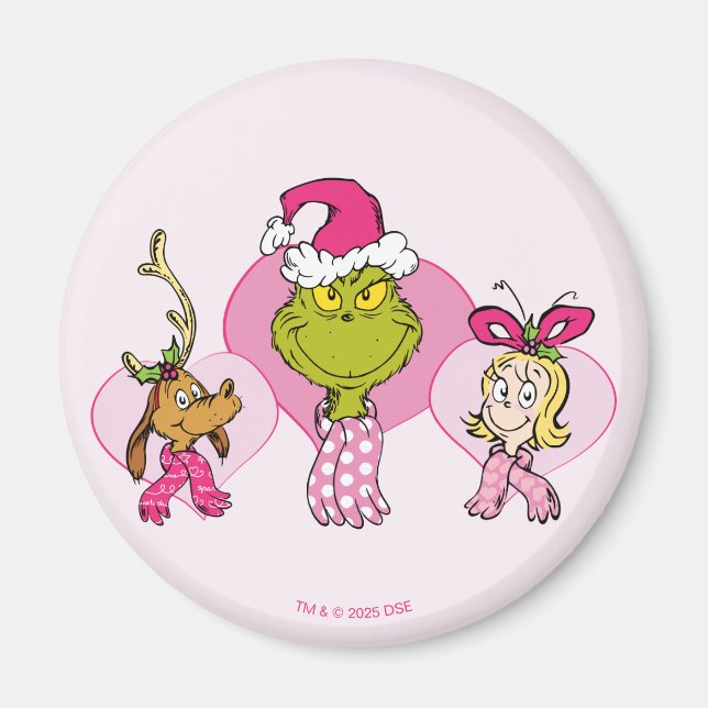 Íman Grinch Crew in Pink Valentine's Portrait (Frente)
