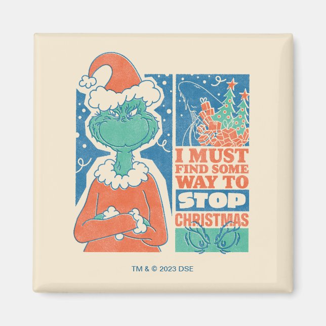 Íman Grinch | Pare o Natal Gráfico Antigo (Frente)
