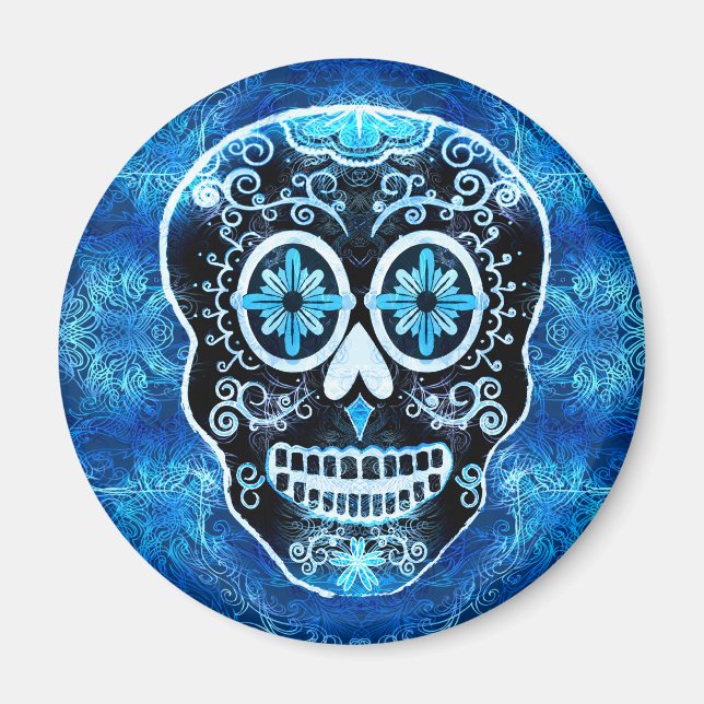 Íman Grinning Blue Calavera Magnet (Frente)