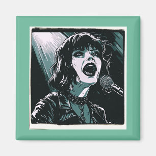 Íman Grite Alto Punk Rocker Arte Pop Retro Verde Água