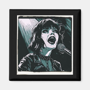 Íman Grite Alto Punk Rocker Pop Art Retro Verde Azulado