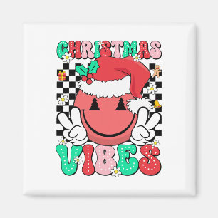 Íman Grooves Vibes de Natal Sorriem Face Santa Hat Xmas