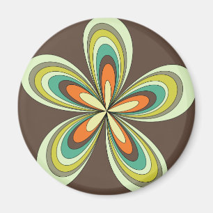 Íman Groovy 60s 70s Hippie Flower Brown Retro Daisy