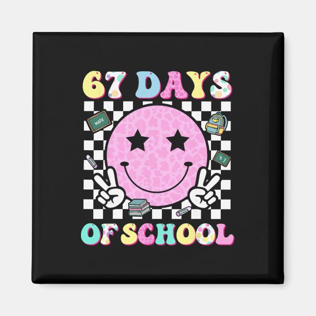 Íman Groovy 67 Dias De Escola Rosto Sorridente Professo (Frente)