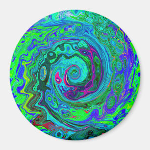 Íman Groovy Abstrato com espiral verde e azul
