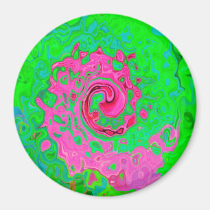 Íman Groovy Abstrato Verde e Vermelho Lava Líquido Turb