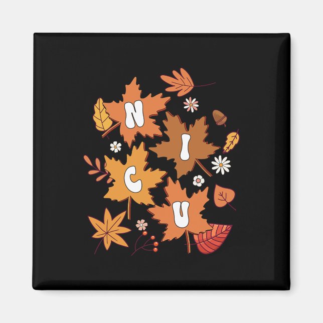 Íman Groovy Autumn NICU Enferse Maple Leaf Fall Vibes D (Frente)
