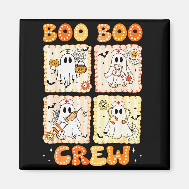 Íman Groovy Boo Boo Crew Nurse Funny Ghost Women Hallow (Frente)