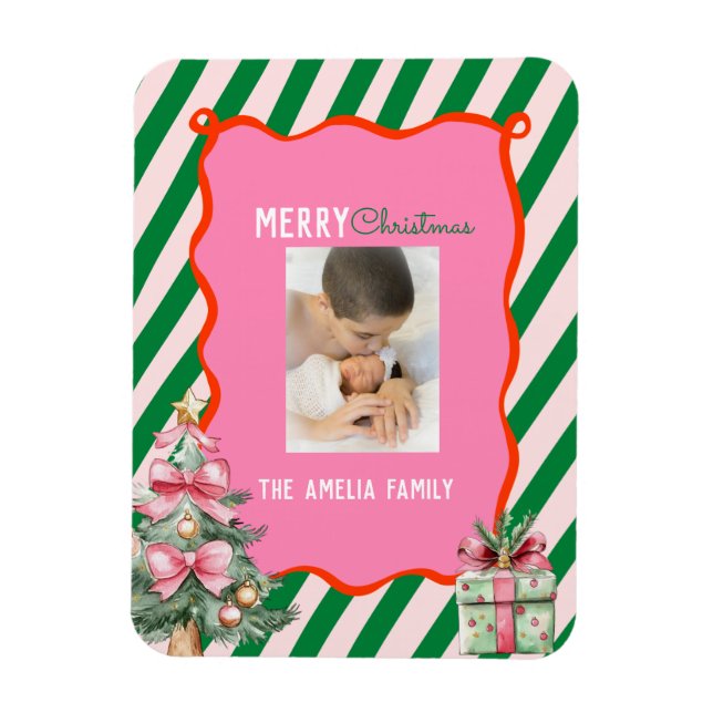 Íman Groovy Christmas Tree Doodle Photo  (Vertical)