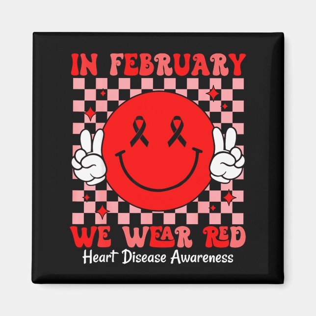 Íman Groovy Em Fevereiro Usamos Vermelho Para Doença Ca (Frente)