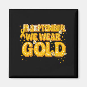 Íman Groovy Em Setembro Use Dourado Câncer Infantil
