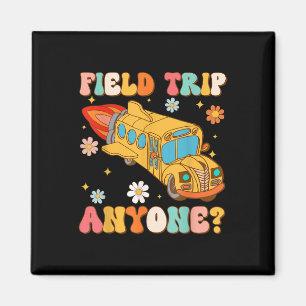 Íman Groovy Field Trip Anyone School Bus Driver Amarelo