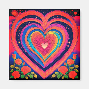Íman groovy Hearts & Galactic Rosa Magnet