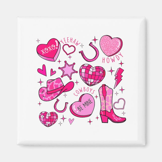 Íman Groovy Howdy Valentine Western Valentines Day Cowb (Frente)