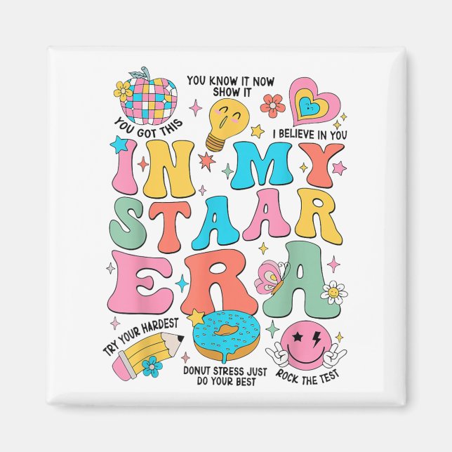 Íman Groovy In My Starr Era Testing Day Teacher Kids Mo (Frente)