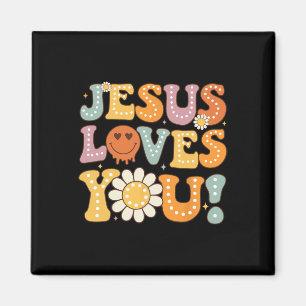 Íman Groovy Jesus ama Vocês Crianças Mulheres Fé Religi