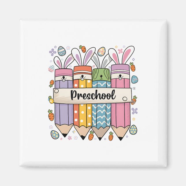 Íman Groovy Preschool Professora Páscoa Coelhinha Ensin (Frente)