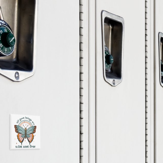 Íman Groovy Retro Borboleta Arco-Íris (In Situ (Locker))