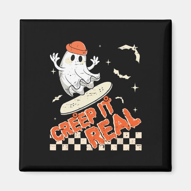 Íman Groovy Retro Ghost Halloween Creep It Real Boys Sk (Frente)